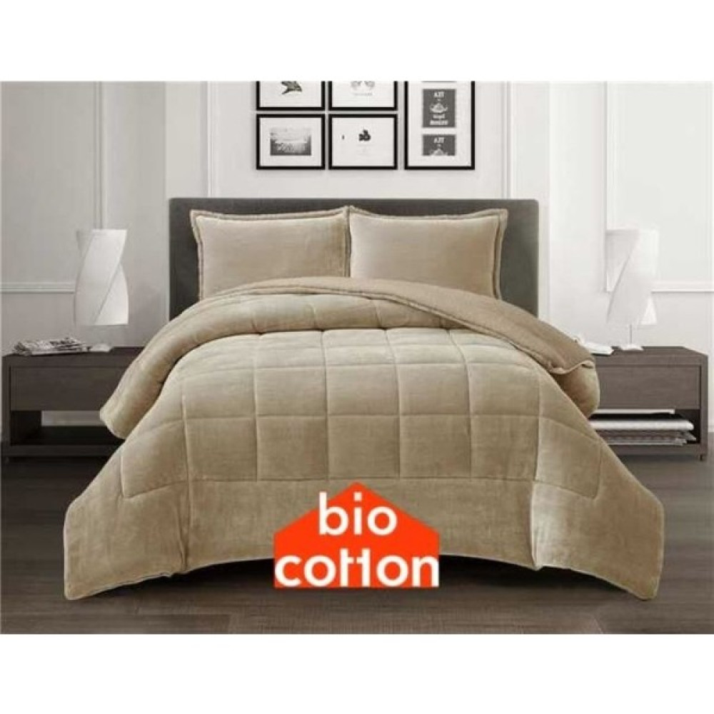 Bio Cotton Bej Peluş Kadife/wellsoft Tek Kişilik Ergonomik Yorgan Seti (Yastık Kılıflı) - 180 x 220 cm Yorgan Fiyatı