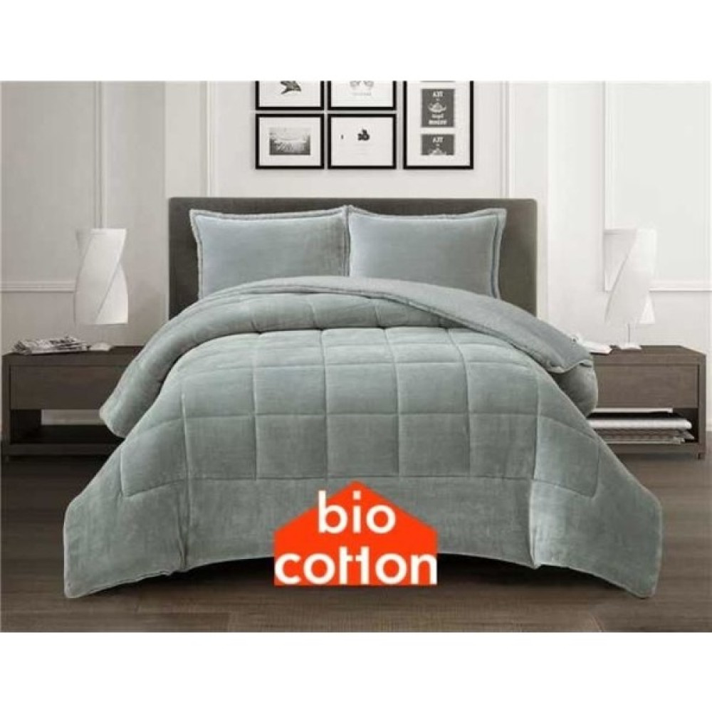 Bio Cotton Gri Peluş Kadife/wellsoft Çift Kişilik Ergonomik Yorgan Seti (Yastık Kılıflı) - 220 x 240 cm Yorgan Fiyatı