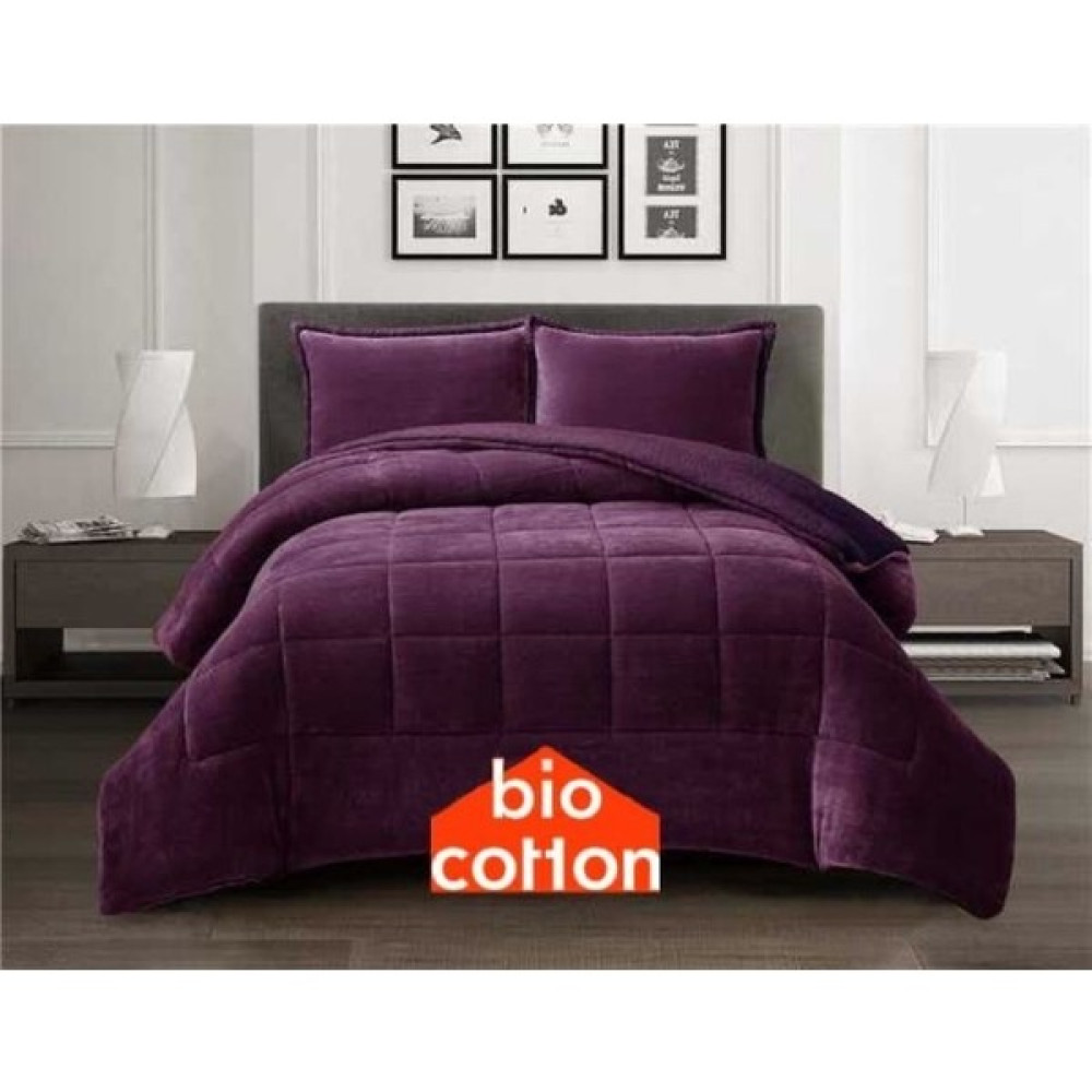 Bio Cotton Mor Peluş Kadife/wellsoft Çift Kişilik Ergonomik Yorgan Seti (Yastık Kılıflı) - 220 x 240 cm Yorgan Fiyatı