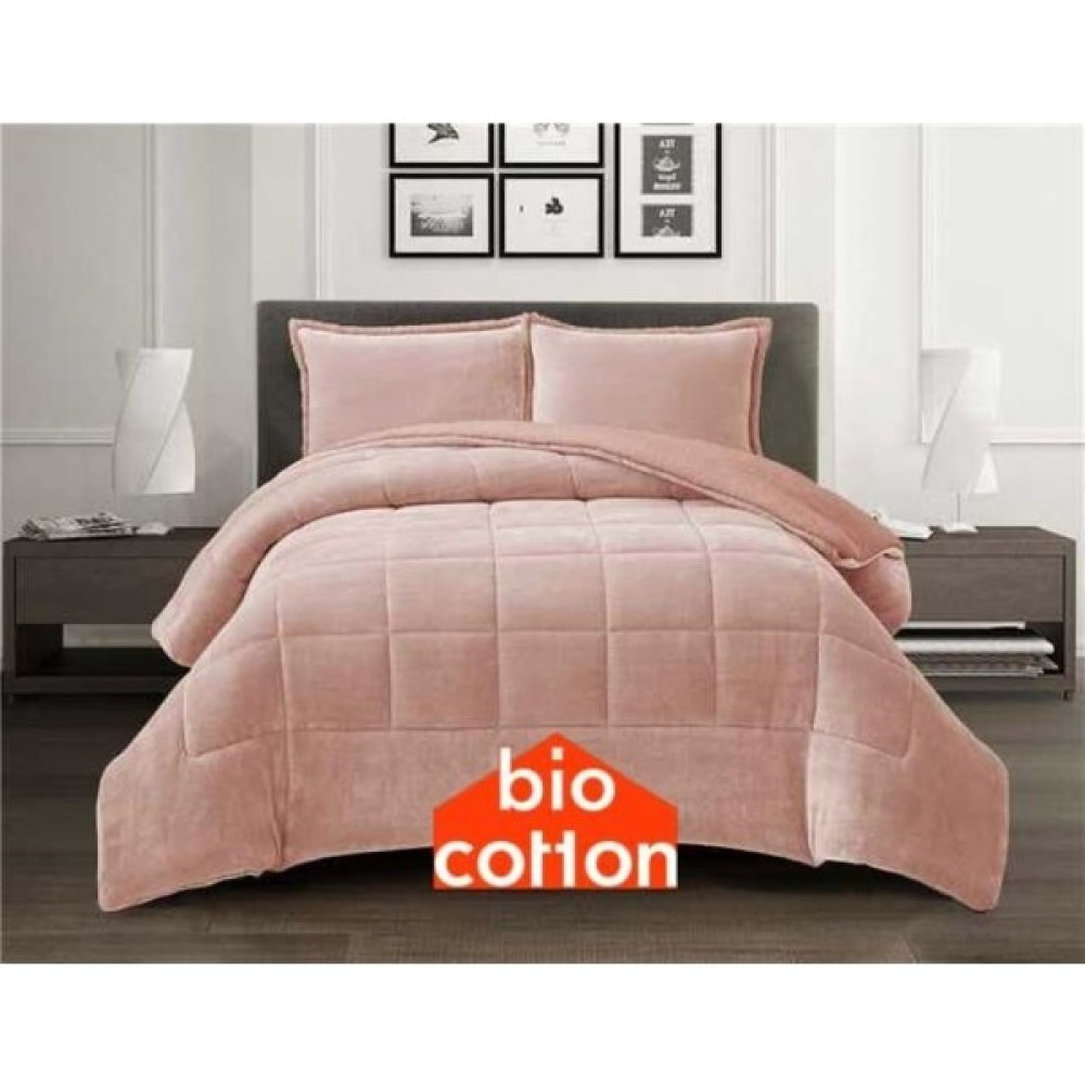 Bio Cotton Pudra Peluş Kadife/wellsoft Çift Kişilik Ergonomik Yorgan Seti (Yastık Kılıflı) - 220 x 240 cm Yorgan Fiyatı