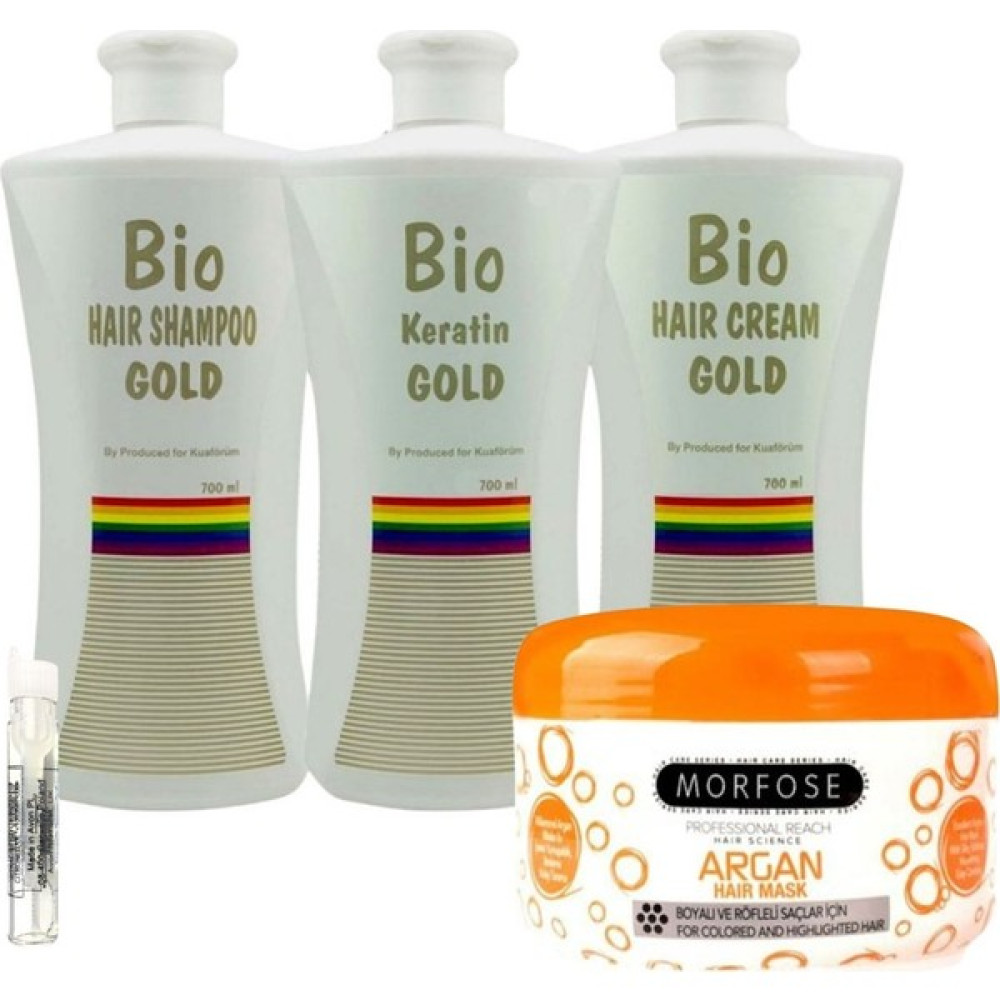Bio Keratin Gold 3'lü Set Brezilya Fönü Kalıcı Saç Düzleştirici Keratin + Morfose Argan Saç Maskesi 500ml Saç Şekillendirici Krem Fiyatı