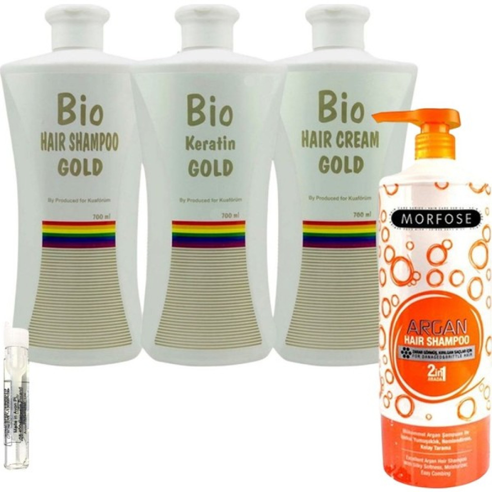 Bio Keratin Gold 3'lü Set Brezilya Fönü Kalıcı Saç Düzleştirici Keratin + Morfose Argan Şampuan 1000ml Saç Şekillendirici Krem Fiyatı