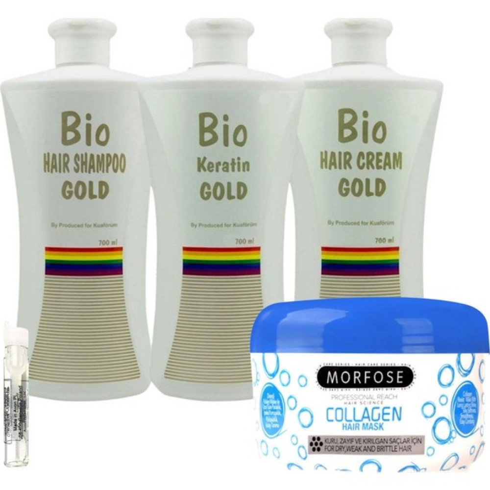 Bio Keratin Gold 3'lü Set Brezilya Fönü Kalıcı Saç Düzleştirici Keratin + Morfose Collagen Saç Maskesi 500ml Saç Şekillendirici Krem Fiyatı