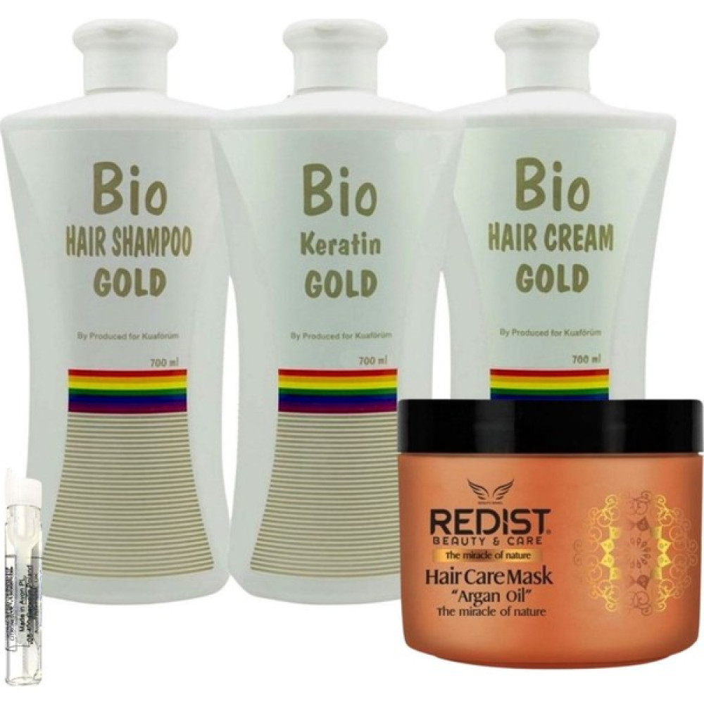 Bio Keratin Gold 3'lü Set Brezilya Fönü Kalıcı Saç Düzleştirici Keratin + Redist Argan Saç Maskesi 500ml Saç Şekillendirici Krem Fiyatı