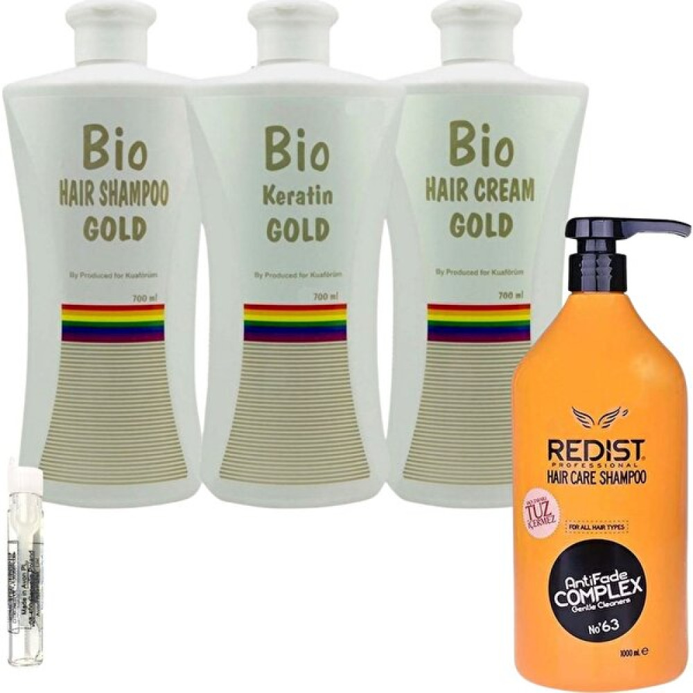 Bio Keratin Gold 3'lü Set Brezilya Fönü Kalıcı Saç Düzleştirici Keratin + Redist Tuzsuz Şampuan 1000ml Saç Şekillendirici Krem Fiyatı
