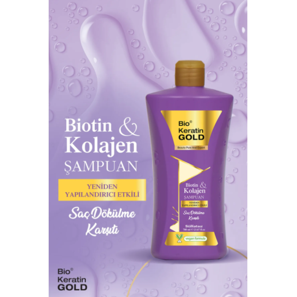Bio Keratin Gold Biotin & Kolajen Yeniden Yapilandirici Etkili Tuzsuz Sampuan 700 Ml Şampuan ve Saç Kremi Fiyatı