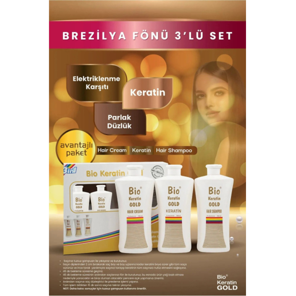 Bio Keratin Gold Brezilya Fonu 3'Lu Set - Sampuan + Sac Kremi + Keratin Şampuan ve Saç Kremi Fiyatı