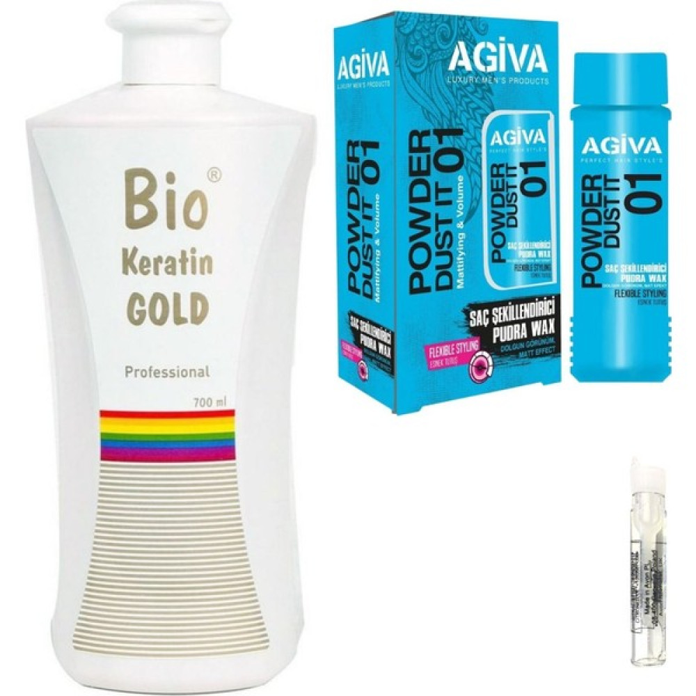 Bio Keratin Gold Brezilya Fönü Kalıcı Saç Düzleştirici Keratin + Agiva 01 Wax Saç Pudrası Saç Şekillendirici Krem Fiyatı