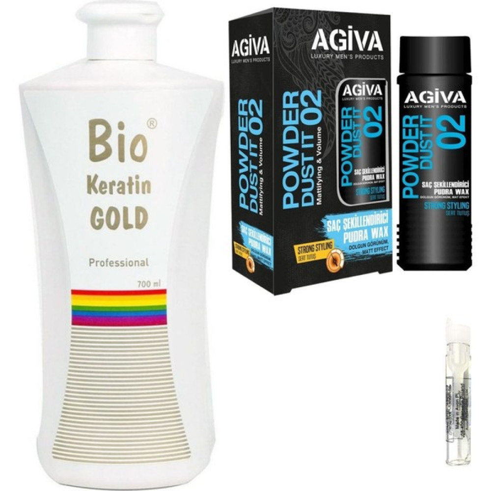 Bio Keratin Gold Brezilya Fönü Kalıcı Saç Düzleştirici Keratin + Agiva 02 Wax Saç Pudrası Saç Şekillendirici Krem Fiyatı