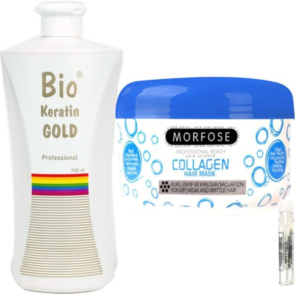 Bio Keratin Gold Brezilya Fönü Kalıcı Saç Düzleştirici Keratin + Morfose Collagen Saç Maskesi 500ml Saç Şekillendirici Krem Fiyatı