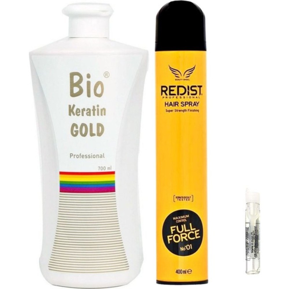 Bio Keratin Gold Brezilya Fönü Kalıcı Saç Düzleştirici Keratin + Redist Full Force Saç Spreyi 400ml Saç Şekillendirici Krem Fiyatı