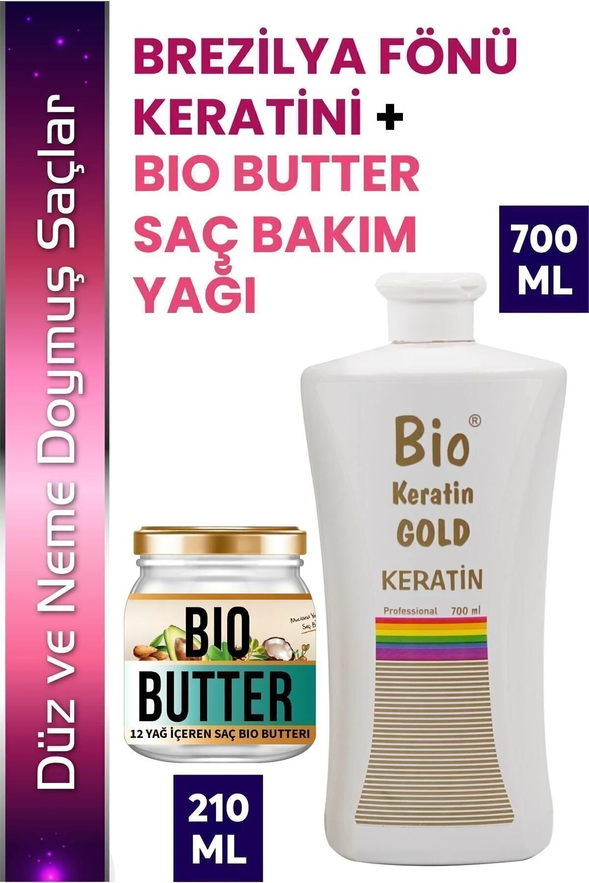 Bio Keratin Gold Brezilya Fönü Keratini 700 ml + Bio Butter Saç Bakım Yağı 210 ml" Saç Bakım Maskeleri & Serumlar & Spreyler Fiyatı