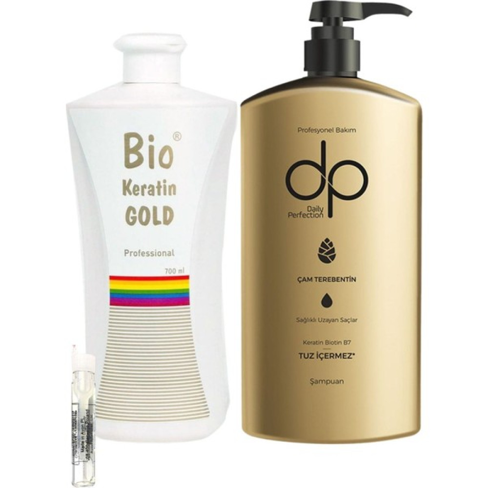 Bio Keratin Gold Brezilyan Fönü Kalıcı Saç Düzleştirici + Dp Tuzsuz Şampuan Çam Terebentin Şampuan ve Saç Kremi Fiyatı