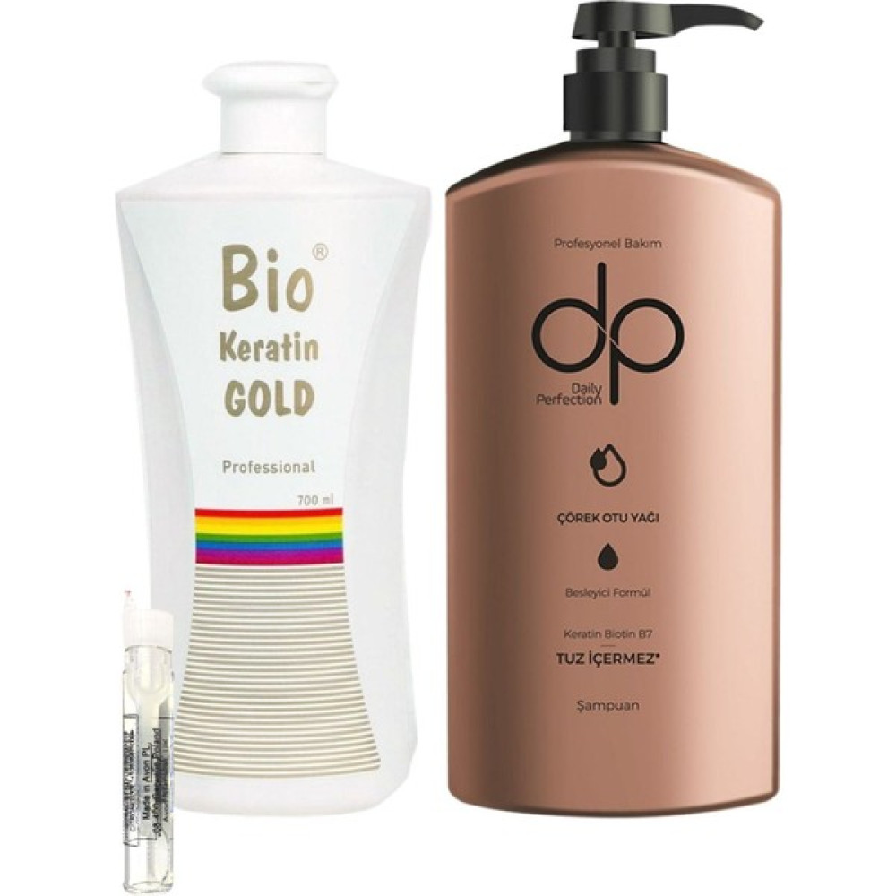 Bio Keratin Gold Brezilyan Fönü Kalıcı Saç Düzleştirici + Dp Tuzsuz Şampuan Çörek Otu Yağı Şampuan ve Saç Kremi Fiyatı