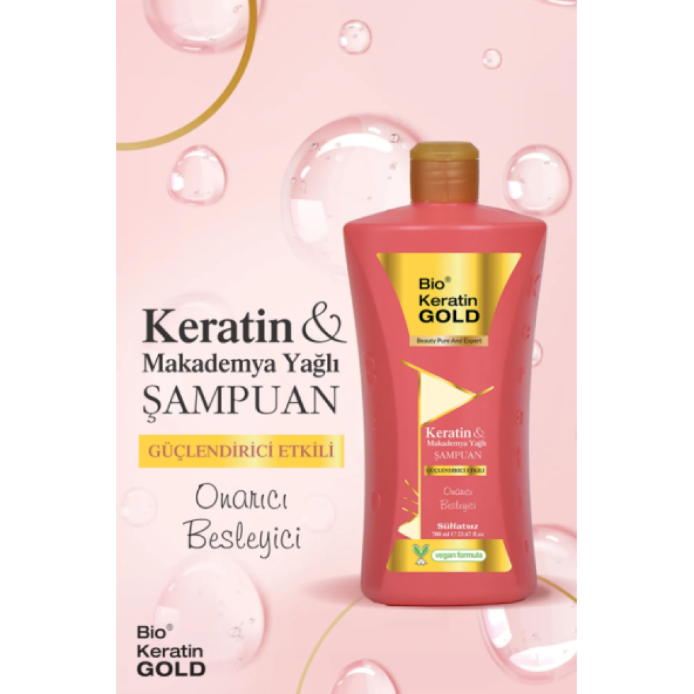 Bio Keratin Gold Keratin & Makademya Yagli Guclendirici Etkili Tuzsuz Sampuan 700 Ml Şampuan ve Saç Kremi Fiyatı