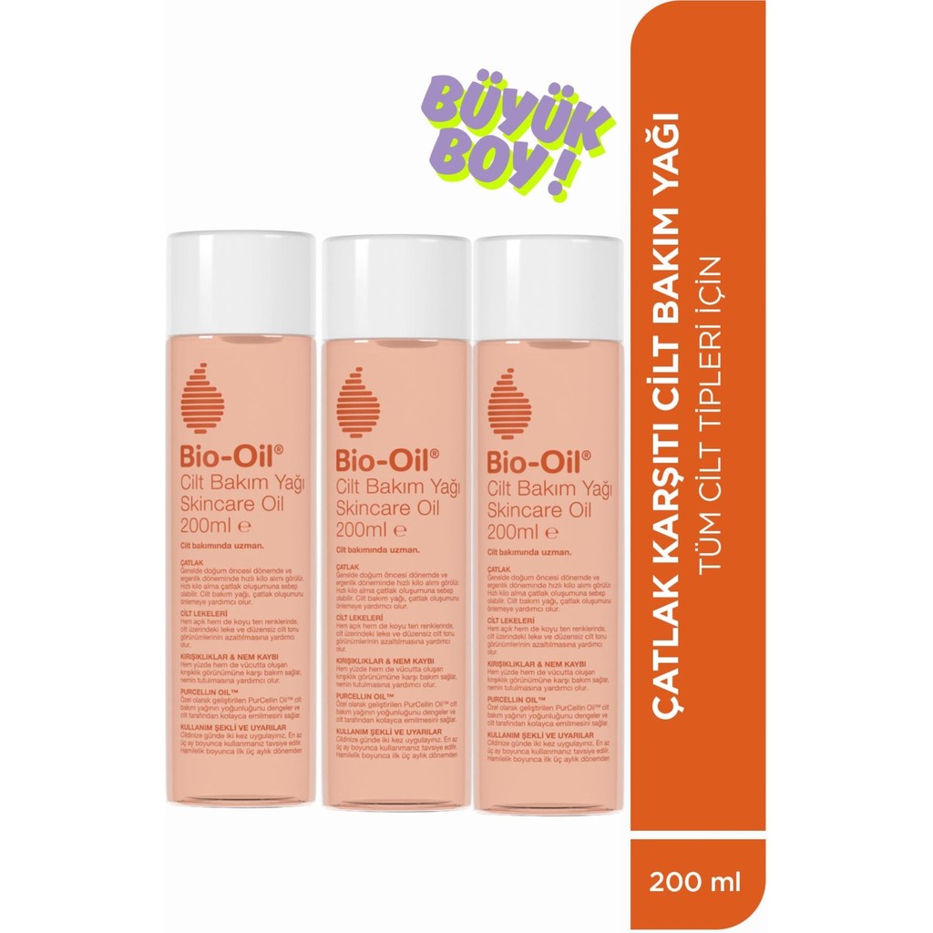 Bio-Oil çatlak Karşıtı & Nemlendirici Cilt Bakım Yağı 200 ml x 3 Adet Diğer Fiyatı