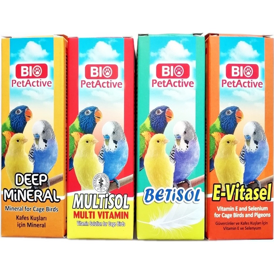 Bio Pet Active Kafes Kuşları Kanarya Muhabbet Kuşu Papağan Kuş Vitamini 4 Lü Bakım Seti Evcil Hayvan Ürünleri Fiyatı