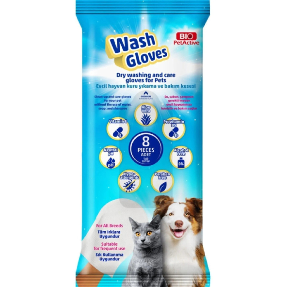 Bıo Petactıve Wash Gloves 8'Lı Kese Islak Mendıl Evcil Hayvan Ürünleri Fiyatı