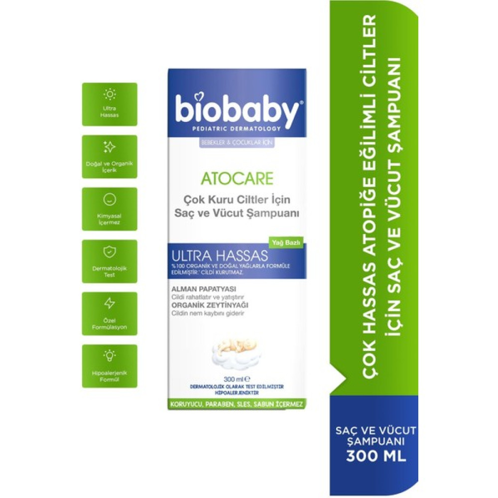 Biobaby Atocare Çok Kuru Ciltler Için Saç ve Vucut Şampuanı 300 Mll Bebek Şampuanı Fiyatı