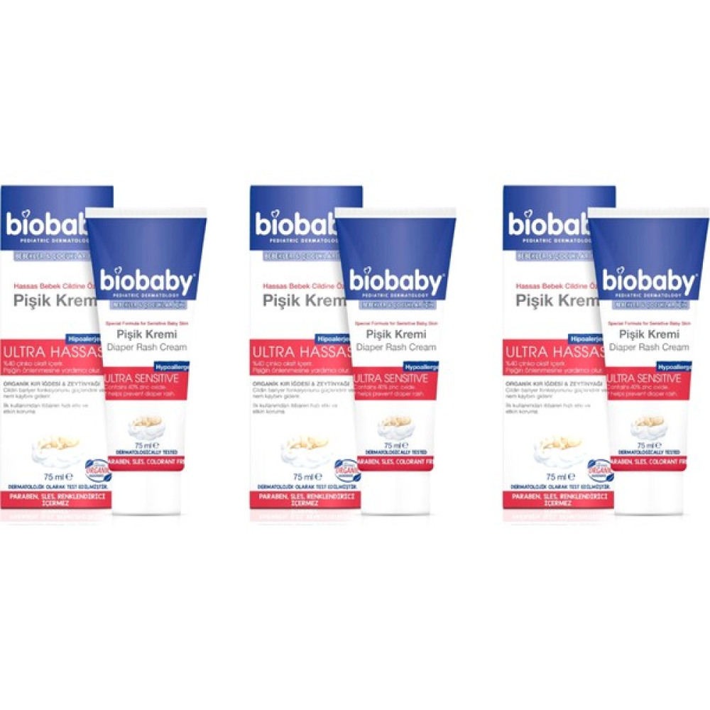 Biobaby Bebek Pişik Kremi %40 Çinko 75 ml 3 Kutu Pişik Önleyici Krem Fiyatı
