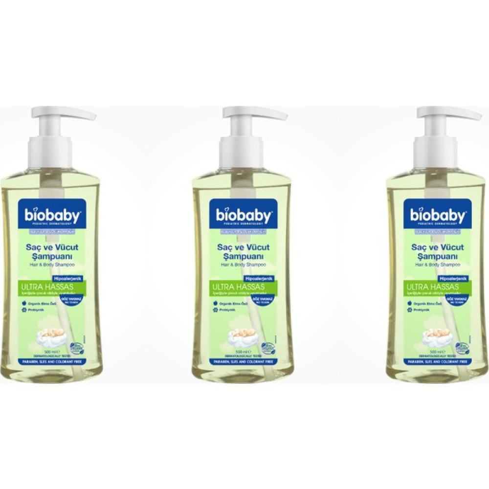 Biobaby Saç ve Vücut Şampuanı 500 ml 3 Kutu Bebek Şampuanı Fiyatı