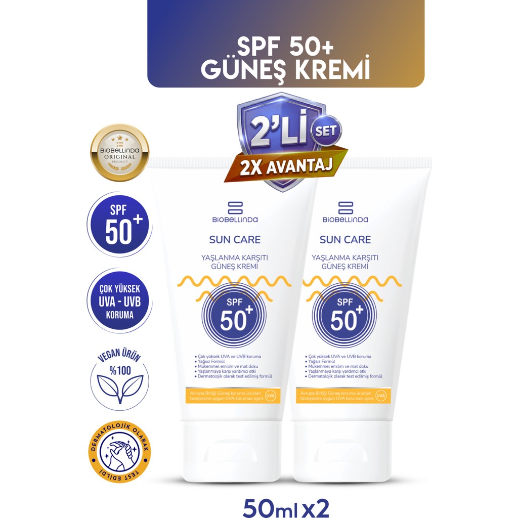 BioBellinda SPF 50+ Yaşlanma ve Leke Karşıtı Güneş Kremi Şeffaf Krem 50 ml Yaz İçin İdeal Güneş Kremleri ve Losyonları Fiyatı