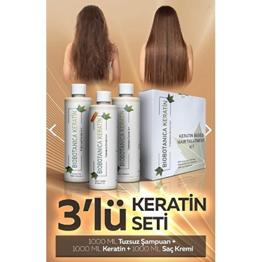 Biobotanica Brezilya Fönü Tuzsuz Şampuan Keratin Saç Kremi 1000 ml x 3 Saç Bakım Maskeleri & Serumlar & Spreyler Fiyatı
