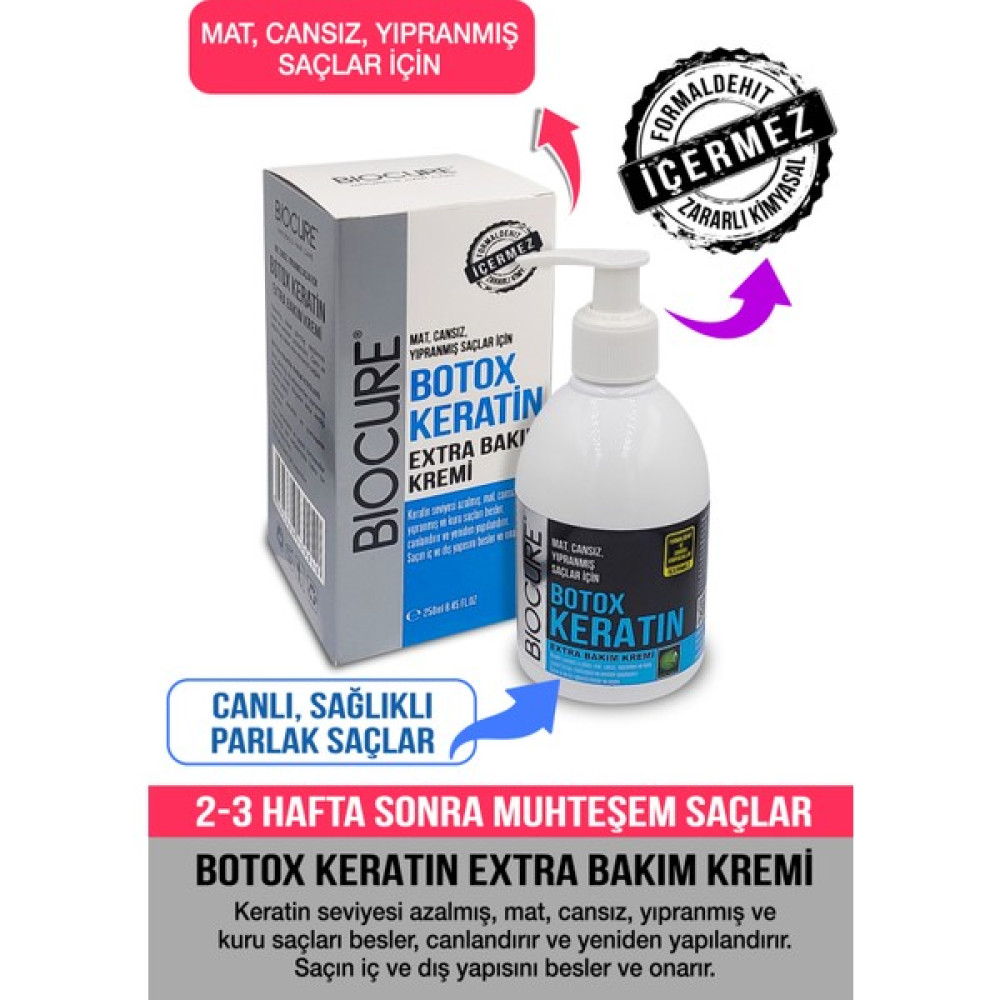 Biocure Botoks Keratin Extra Saç Bakım Kremi Hair Botox / 250 ml. Saç Bakım Maskeleri & Serumlar & Spreyler Fiyatı