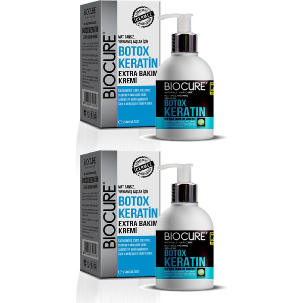 Biocure Botoks Keratin Extra Saç Bakım Kremi Hair Botox / Onarıcı, Yapılandırıcı, Dolgunlaştırıcı 2 Adet Saç Bakım Maskeleri & Serumlar & Spreyler Fiyatı