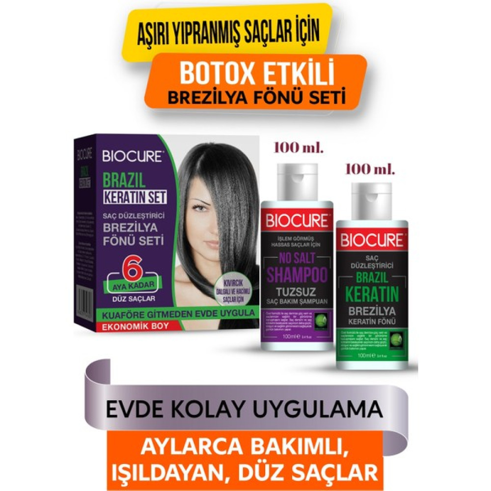 Biocure Brezilya Fönü Keratini 2'li Mucizevi Bakım Seti Keratin - Şampuan Botox Etkili / Evde Kulla Saç Bakım Maskeleri & Serumlar & Spreyler Fiyatı