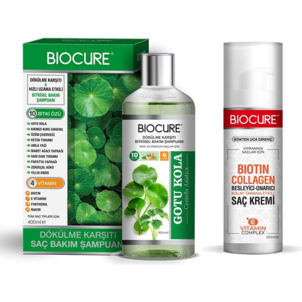 Biocure Gotu Kola Bitki Özlü Şampuan + Biocure Biotin-Collagen Saç Kremi Şampuan ve Saç Kremi Fiyatı