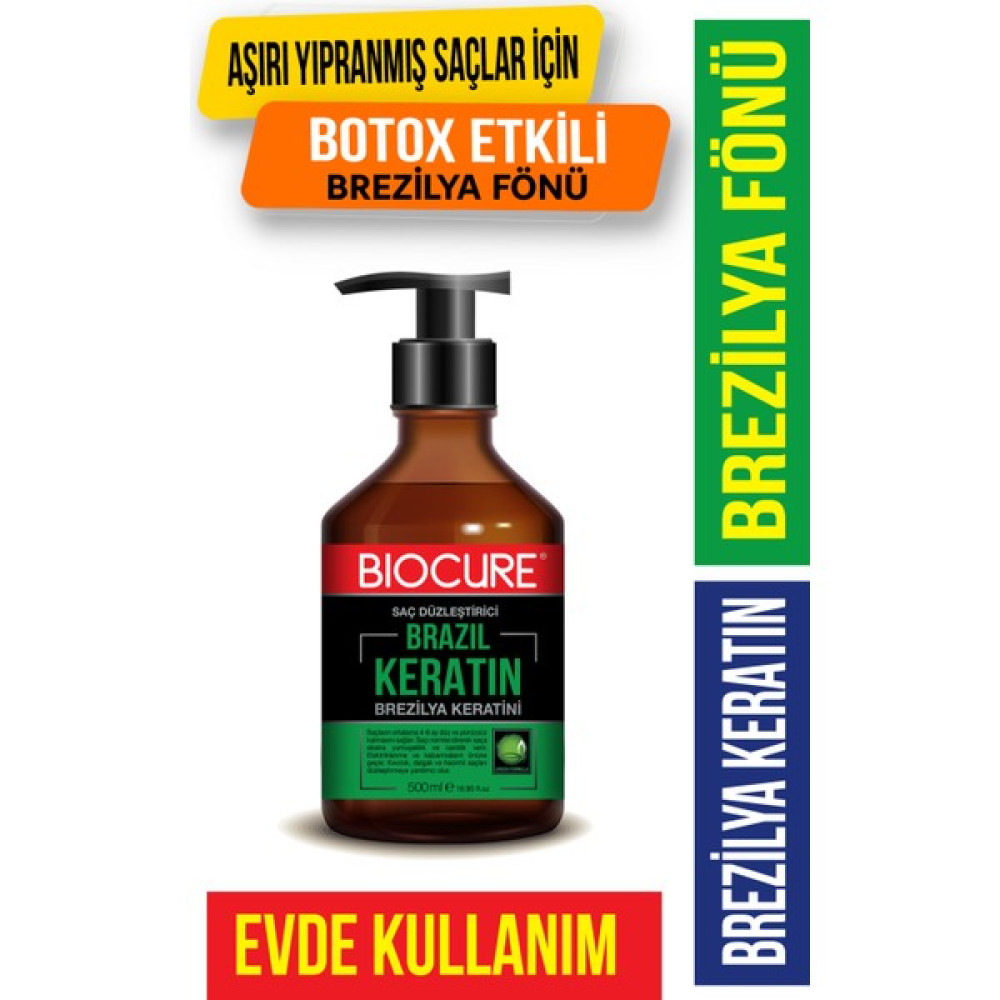 Biocure Kıvırcık Dalgalı ve Hacimli Saçlar Için Saç Düzleştirici Keratin Bakımı Brezilya Fönü 500ml Saç Bakım Maskeleri & Serumlar & Spreyler Fiyatı