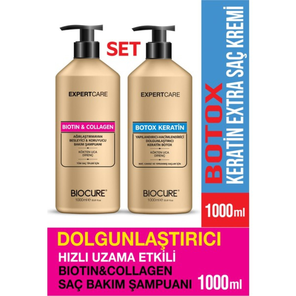 Biocure Saç Bakım Seti / Botoks Keratin Extra Saç Bakım Kremi Hair Botox & Biotin & Collagen Şampua - 1 Saç Bakım Maskeleri & Serumlar & Spreyler Fiyatı