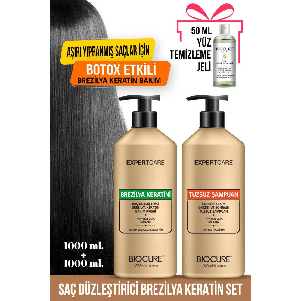 Biocure Saç Düzleştirici Keratin Bakımı 1000 ml Tuzsuz Arındırıcı Şampuan 1000ml Brezilya Fönü Saç Bakımı Fiyatı