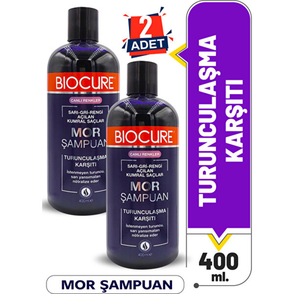 Biocure Turunculaşma Karşıtı Mor Şampuan / Sarı-Gri-Rengi Açılan Kumral Saçlar Için 400 Ml. x 2 Adet Şampuan ve Saç Kremi Fiyatı