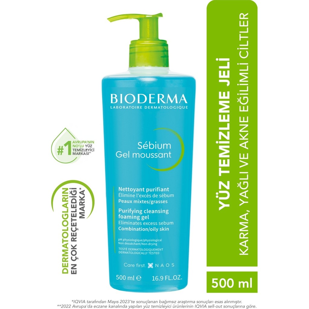 Bioderm Sebium Arındırıcı Temizleme Jeli 500 ml Yağlı ve Akneli Ciltler İçin Nemlendirici Etki - 1 Diğer Fiyatı