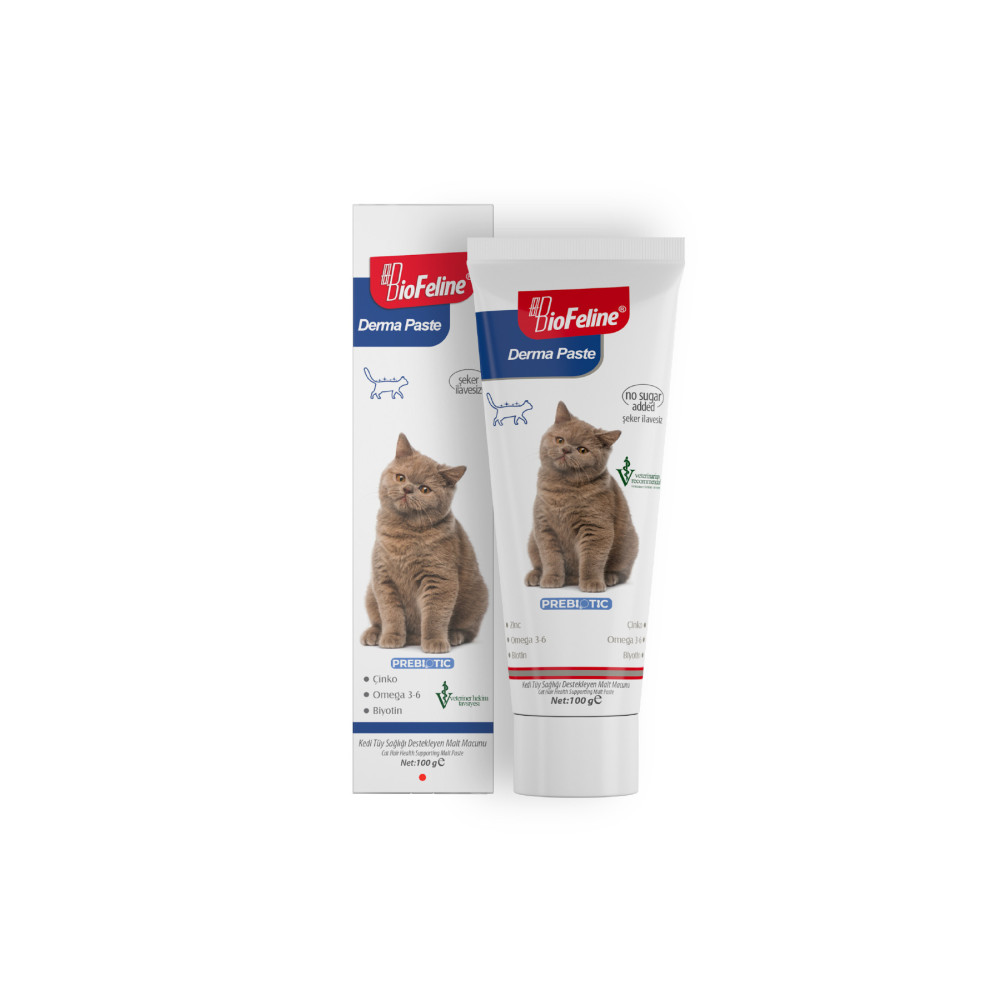 BioFeline Derma Malt Macun 100g (KEDİ TÜY SAĞLIĞI DESTEKLİ MALT MACUN) Evcil Hayvan Ürünleri Fiyatı
