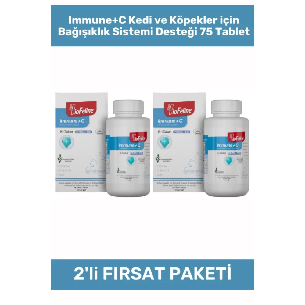 Biofeline Immune+C Kedi Ve Kopekler İcin Bagisiklik Sistemi Destegi 75 Tablet - 2 Adet Evcil Hayvan Ürünleri Fiyatı