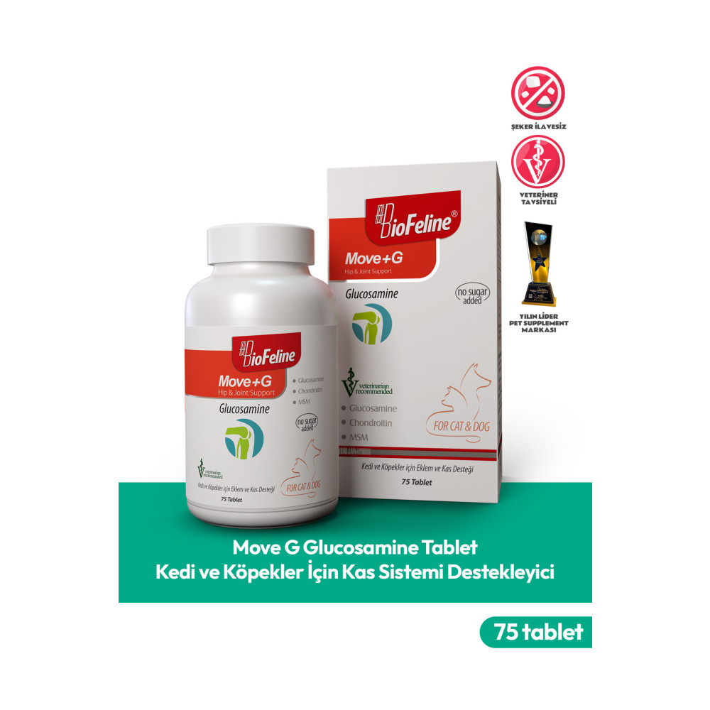 BioFeline Move G Glucosamine Tablet (KEDİ VE KÖPEKLER İÇİN EKLEM VE KAS DESTEĞİ) 75 Tablet Evcil Hayvan Ürünleri Fiyatı
