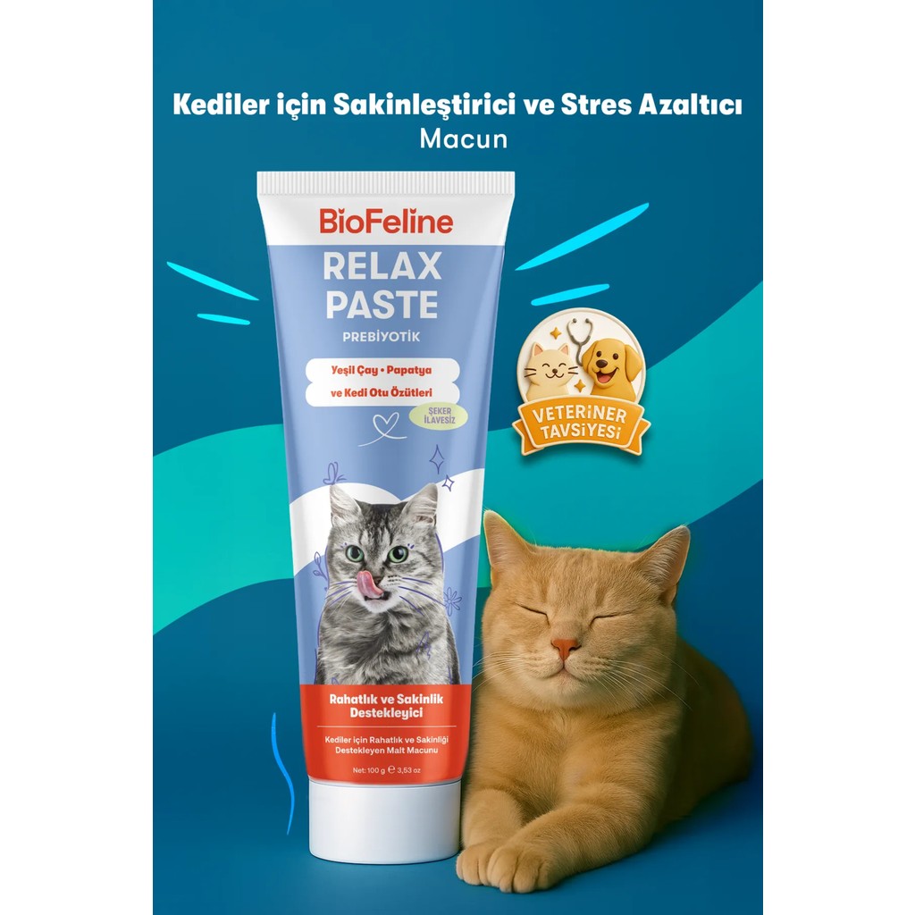 Biofeline Relax Paste 100 gr Kedi Sakinleştirici Macun Stres Azaltıcı ve Huzurlu Yaşam İçin Diğer Fiyatı