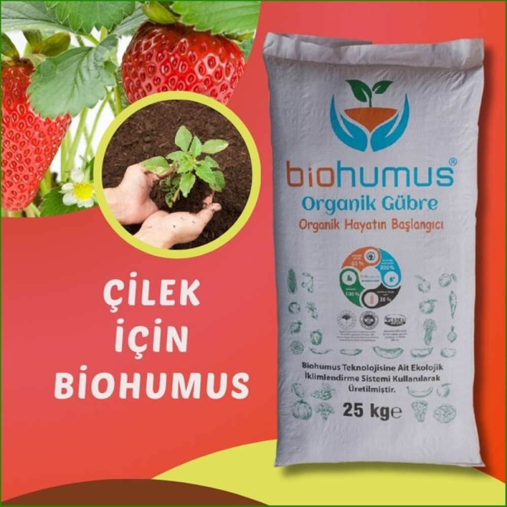 Biohumus Çilek Için, Biohumus Organik Gübre, Kök Geliştirici, Toprak Düzenleyici, Bitki Besleyici 25 kg Oto Boyaları Fiyatı