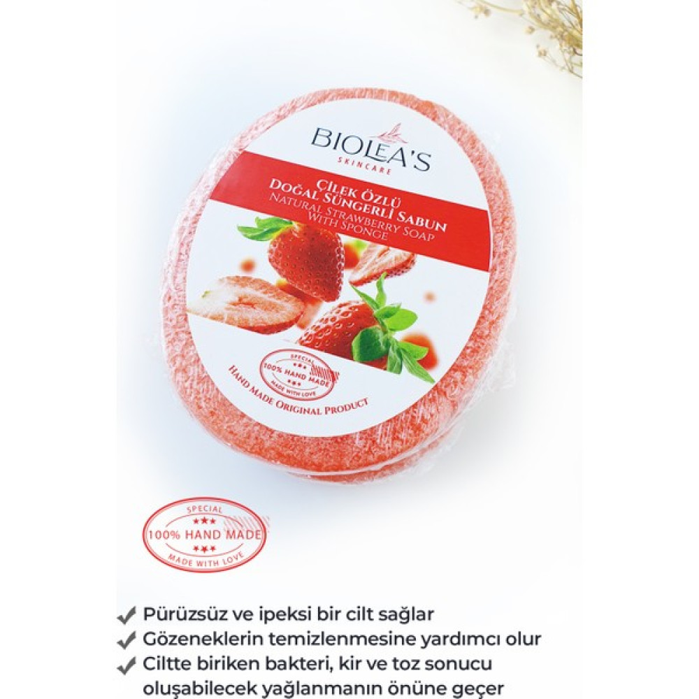 Biolea's Çilek Özlü Doğal Süngerli Sabun 130 gr Sabunlar Fiyatı