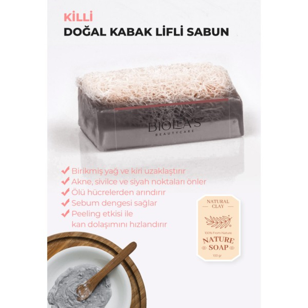 Biolea's Skincare Biolea’s Doğal Kabak Lifli Killi Sabun 110 gr Sabunlar Fiyatı