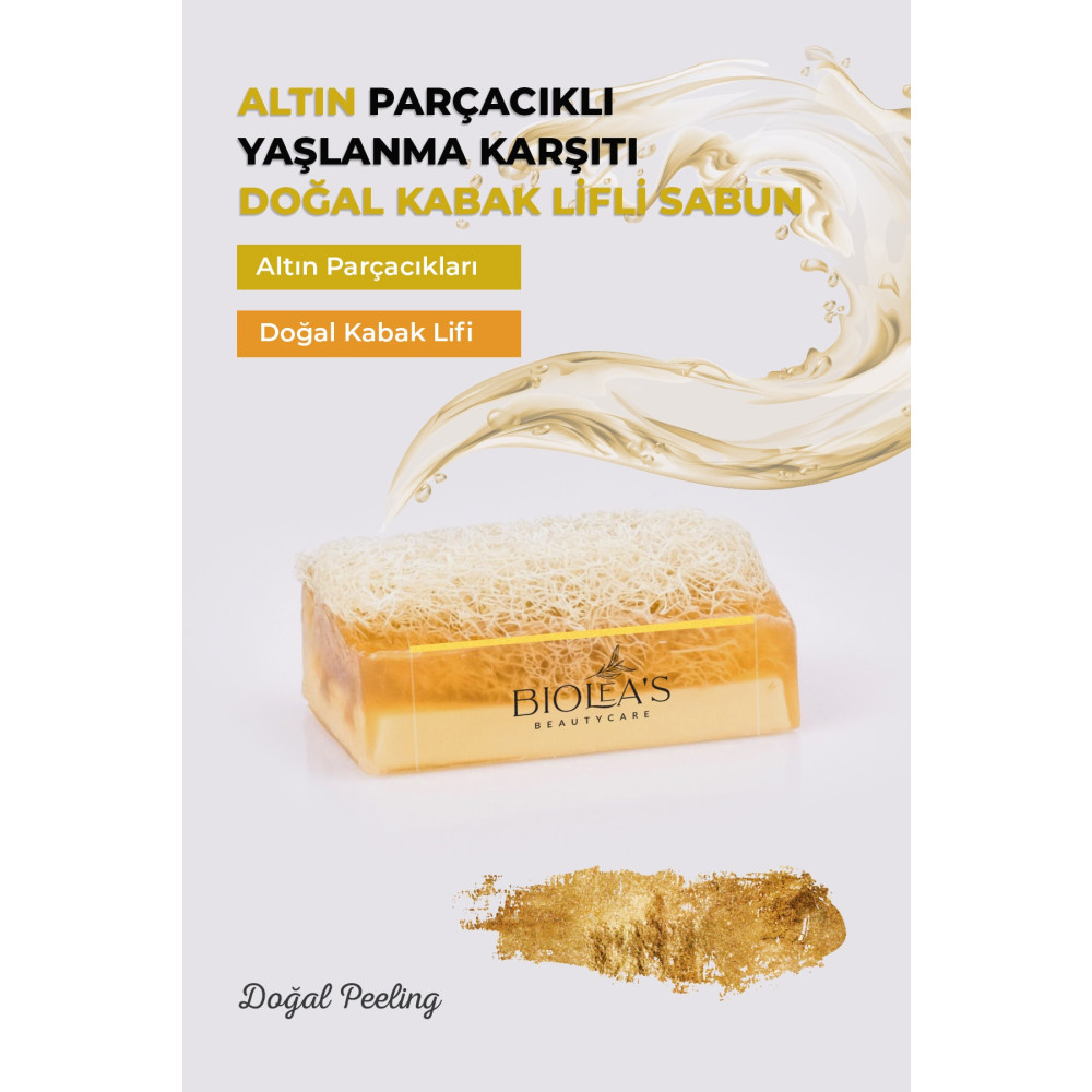 Bioleas skincare Doğal Kabak Lifli Altın Parçacıklı Yaşlanma Karşıtı Sabun 110 gr Vücut Bakımı Fiyatı
