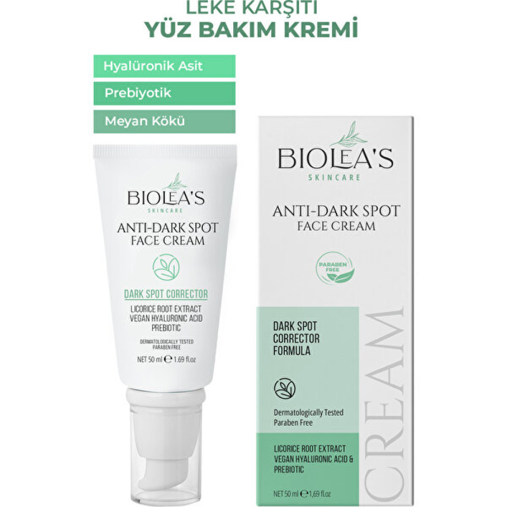Biolea's Skincare Leke Karşıtı,aydınlatıcı Yüz Bakım Kremi Meyan Kökü+Prebiyotik + Hyalüronik Asit 50 ml Leke Kremi Fiyatı