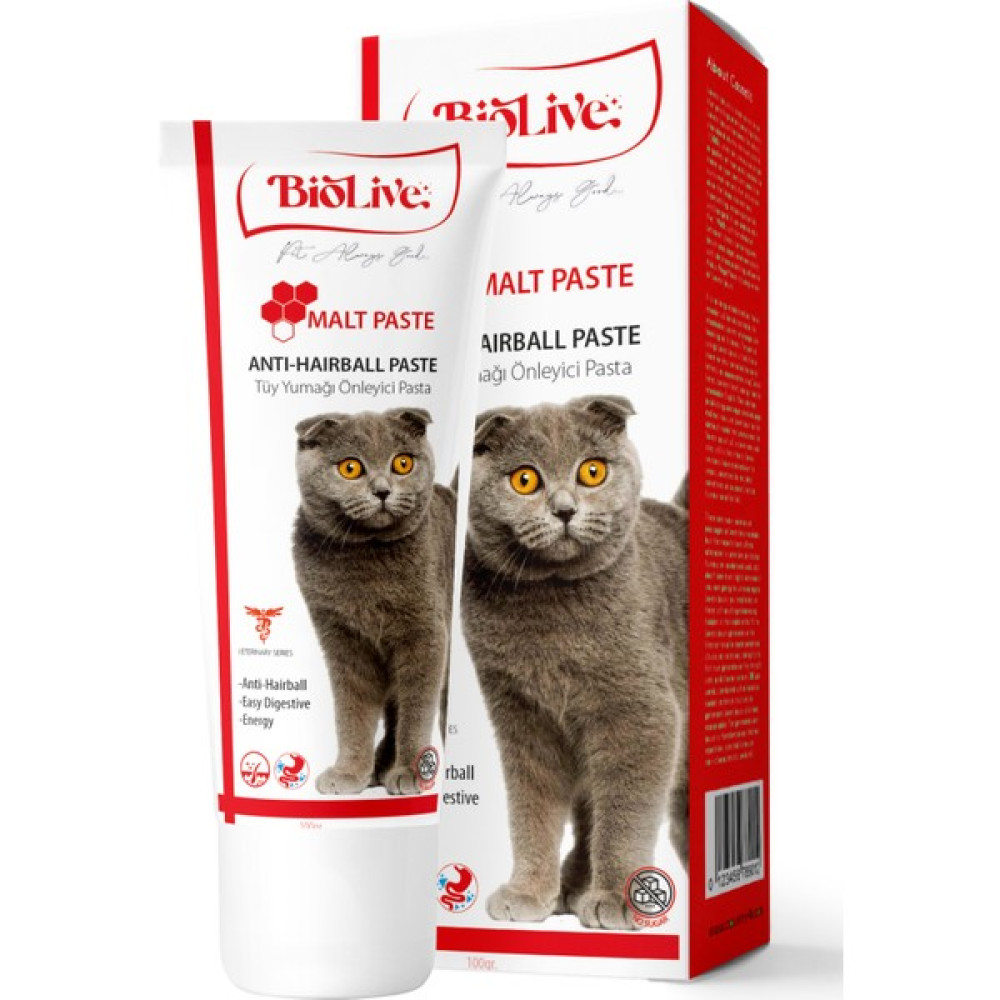 Biolife Anti-Hairball Kediler Için Tüy Yumağı Önleyici Malt Paste 100GR Evcil Hayvan Ürünleri Fiyatı