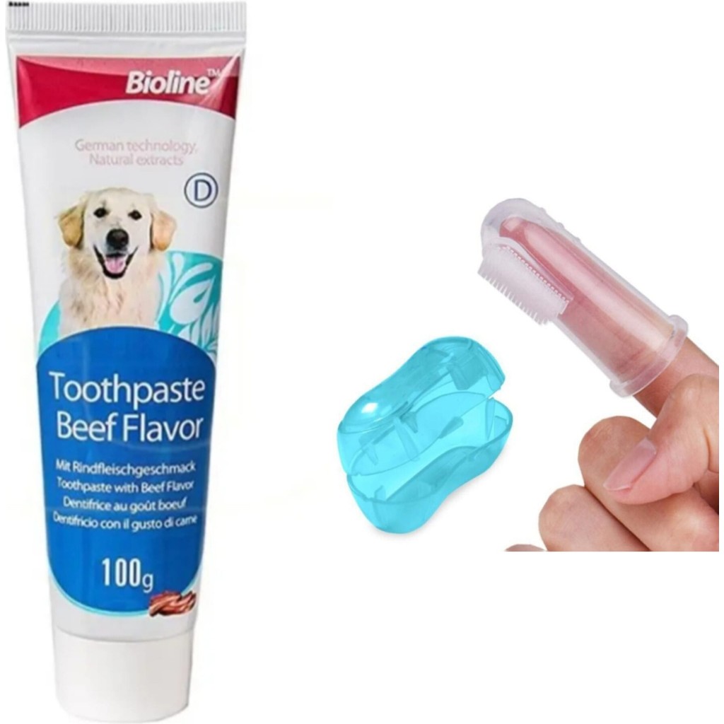 Bioline Biftekli Aromalı Kedi ve Köpek Diş Macunu 100 gr + Parmak Diş Fırçası Evcil Hayvan Ürünleri Fiyatı