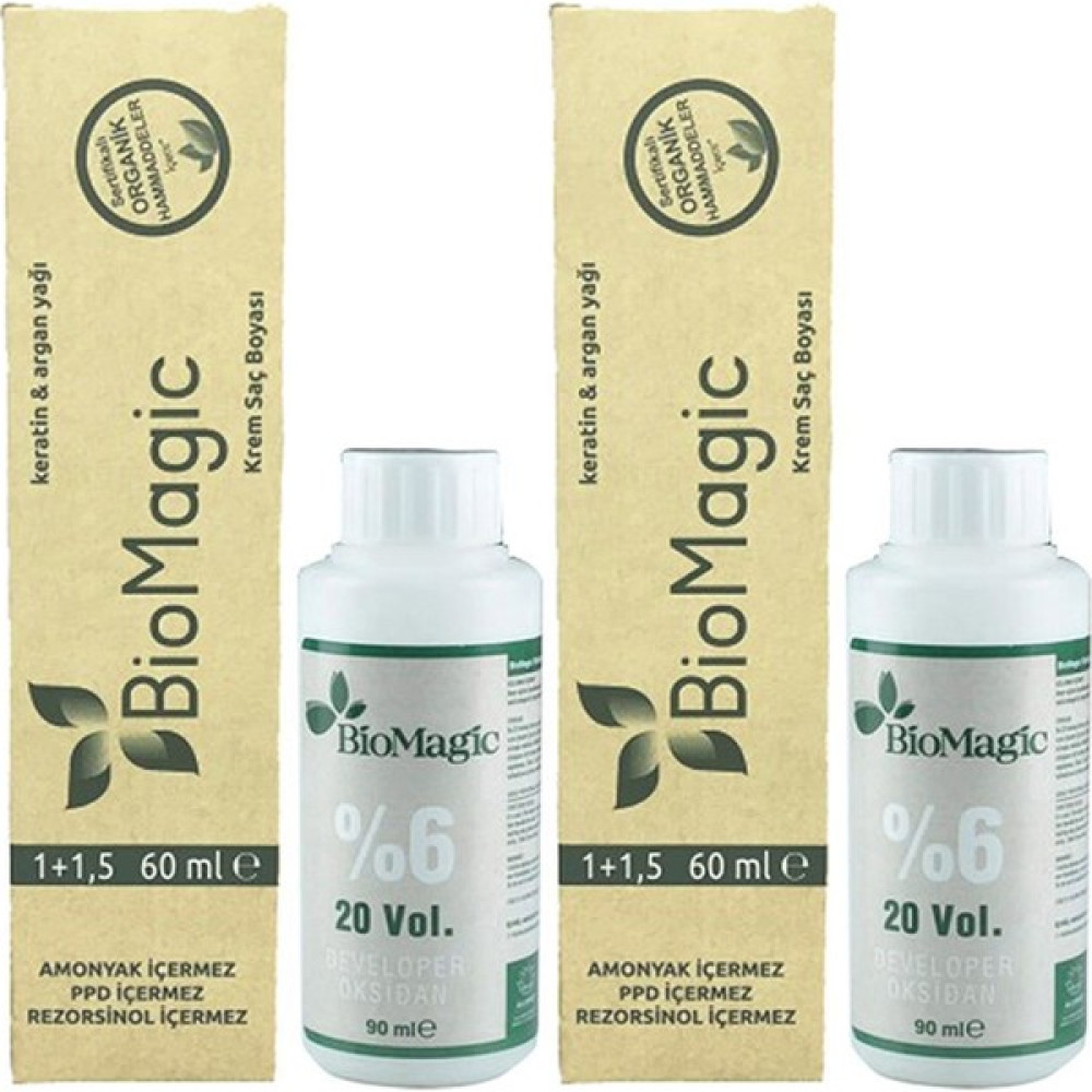 BioMagic Organik Amonyaksız Saç Boyası (Kakao-4.03)+Oksidan (2 Adet) - Kakao Saç Boyası Fiyatı