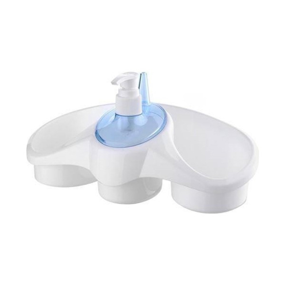 Biomak Ergonomik Oval Deterjan Hazneli Sıvı Kullanışlı Sabunluklu Süngerlik Mutfak Banyo - Beyaz Sabunluk Fiyatı