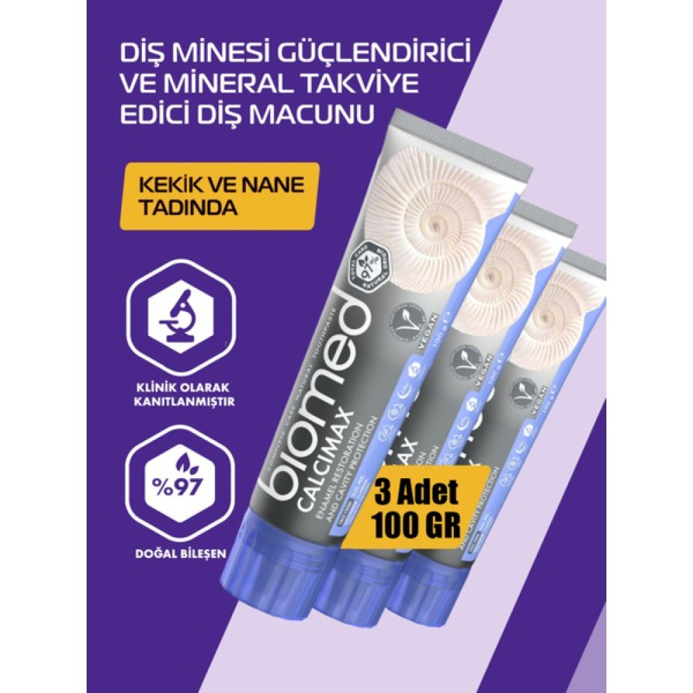 Biomed Calcımax Kalsiyum Içerikli Diş Minesi Onarımı Diş Macunu Doğal Bitkisel Vegan Florürsüz 3 Adet Diş Macunları Fiyatı